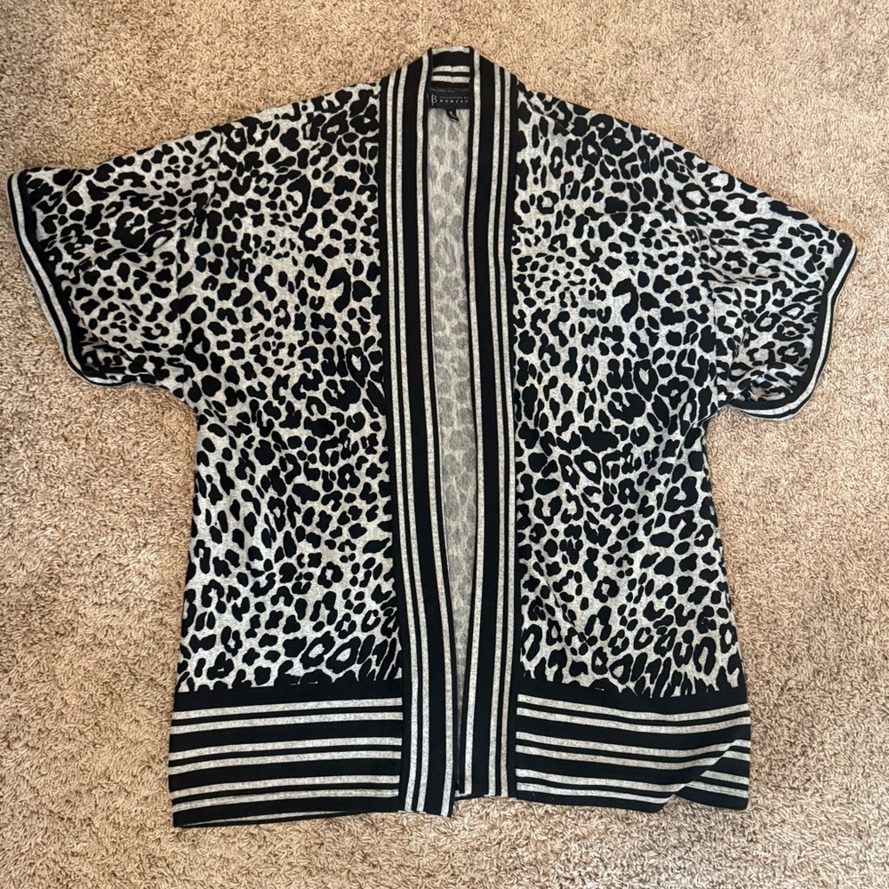 Bobeau Animal Print Open Front Cape